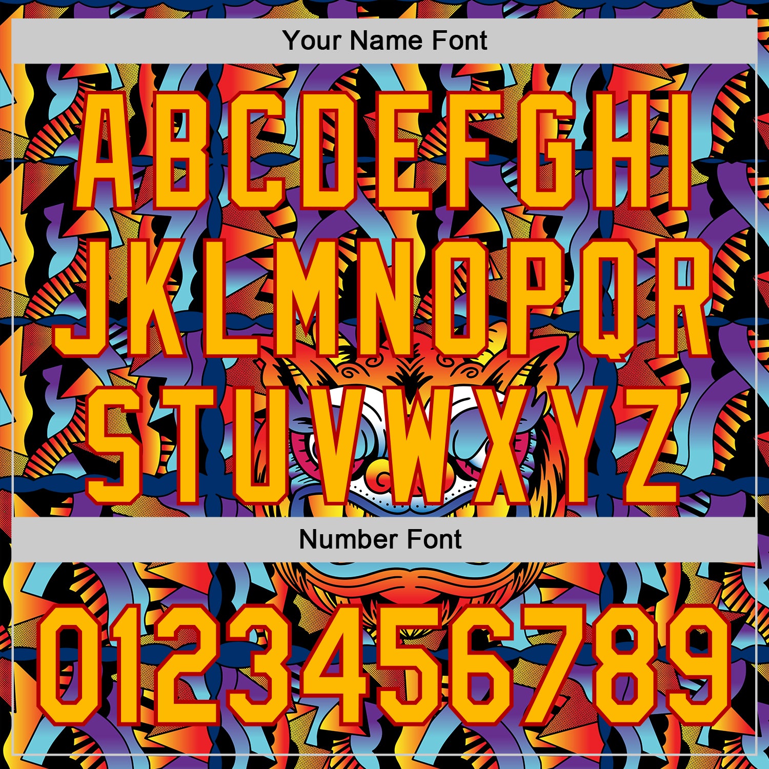 Custom Black Gold-Red 3D Geo Law God Mask Authentic Baseball Jersey