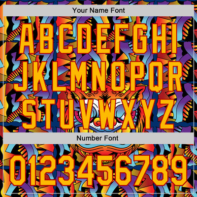 Custom Black Gold-Red 3D Geo Law God Mask Authentic Baseball Jersey