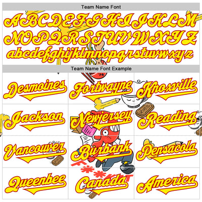 Custom Cream Light Yellow-Red 3D Geo Law Fuckit Authentic Baseball Jersey