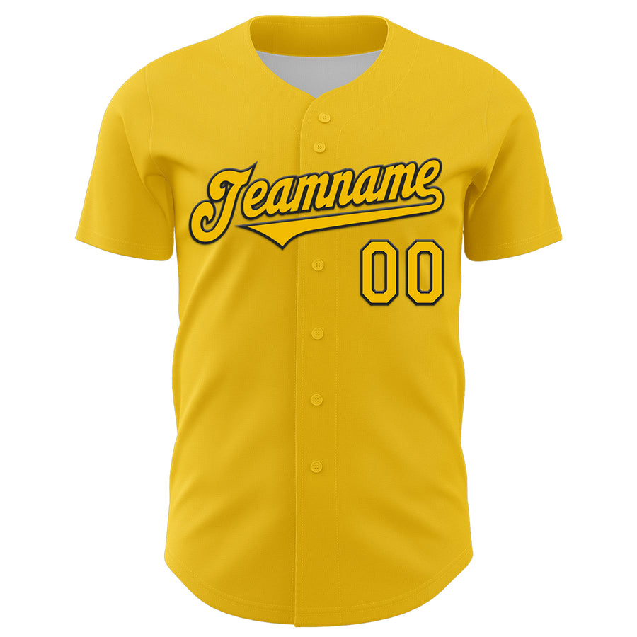 Custom Yellow Black 3D Geo Law Feast God Deities Authentic Baseball Jersey