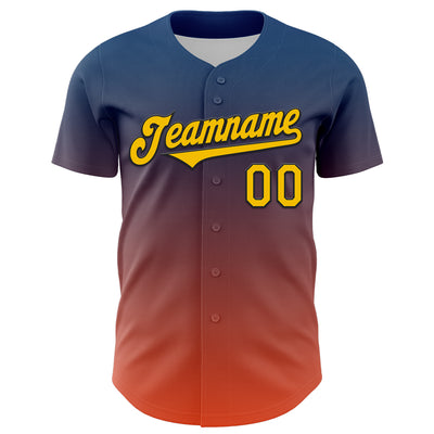 Custom Blue Yellow Orange-Black 3D Geo Law Tiger Ronin Deities Authentic Baseball Jersey