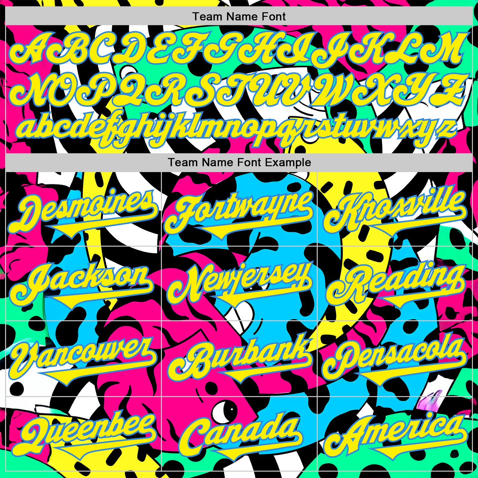 Custom Black Light Yellow-Electric Blue 3D Geo Law Curly Friends Authentic Baseball Jersey