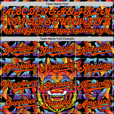 Custom Black Orange 3D Geo Law Dragon Mask Authentic Baseball Jersey