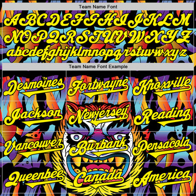 Custom Black Light Yellow 3D Geo Law Tiger Mask Authentic Baseball Jersey