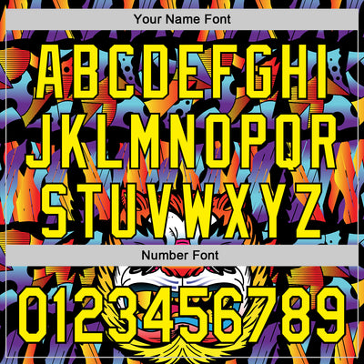 Custom Black Light Yellow 3D Geo Law Tiger Mask Authentic Baseball Jersey