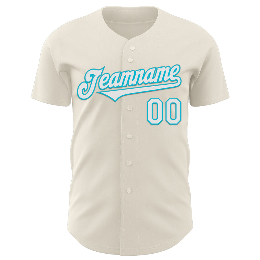 Custom Cream White-Lakes Blue 3D Geo Law Live Long Authentic Baseball Jersey