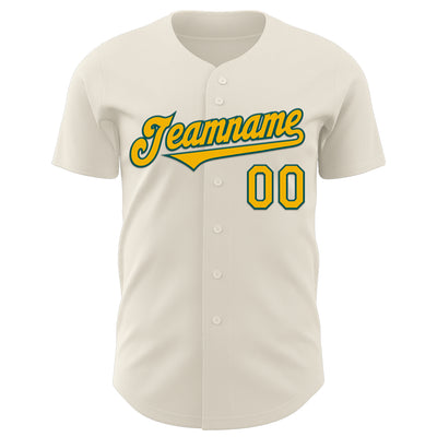 Custom Cream Gold-Midnight Green 3D Geo Law Long Live The King Authentic Baseball Jersey