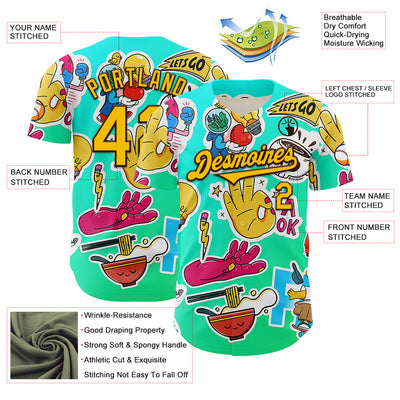 Custom Blue Yellow-Brown 3D Geo Law OK Authentic Baseball Jersey