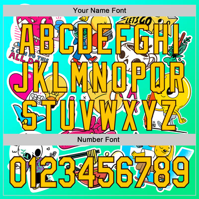 Custom Blue Yellow-Brown 3D Geo Law OK Authentic Baseball Jersey