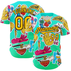 Custom Blue Yellow-Brown 3D Geo Law OK Authentic Baseball Jersey