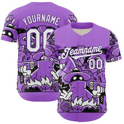 Custom Purple White 3D Geo Law Story Time Authentic Baseball Jersey