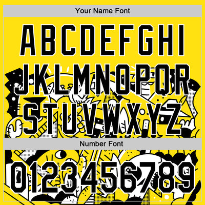 Custom Yellow Black-White 3D Geo Law Fantasy Road Authentic Baseball Jersey