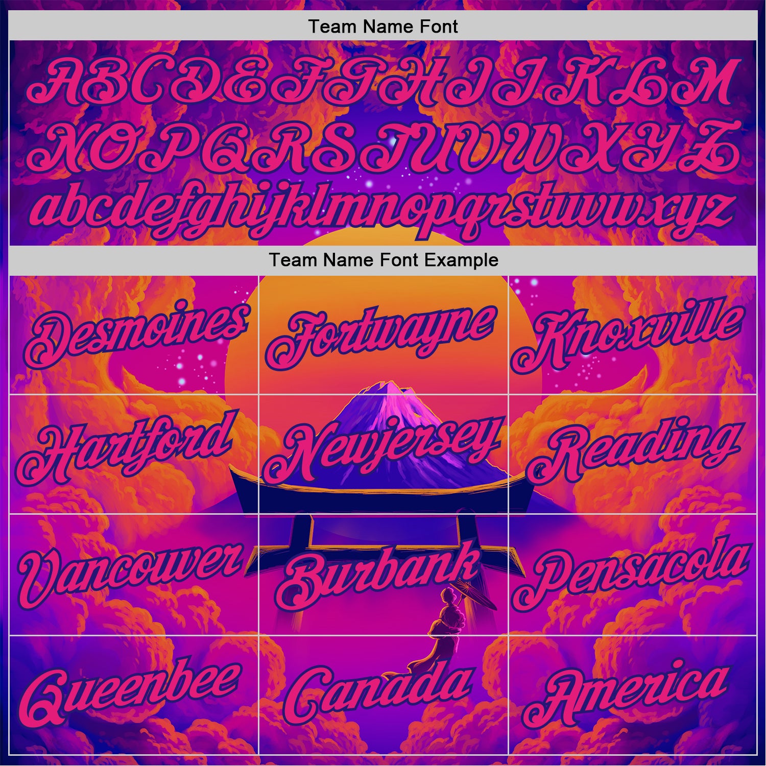 Custom Purple Hot Pink Orange-Dark Purple 3D Syntetyc Tori And Geisha Performance T-Shirt