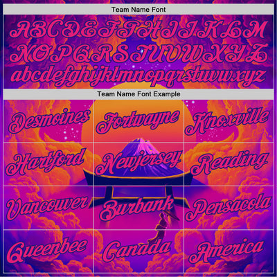 Custom Purple Hot Pink Orange-Dark Purple 3D Syntetyc Tori And Geisha Performance T-Shirt