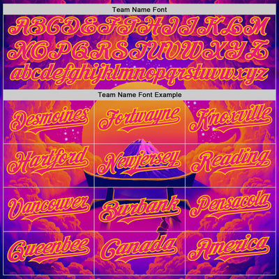 Custom Purple Deep Pink Orange-Yellow 3D Syntetyc Tori And Geisha Authentic Baseball Jersey