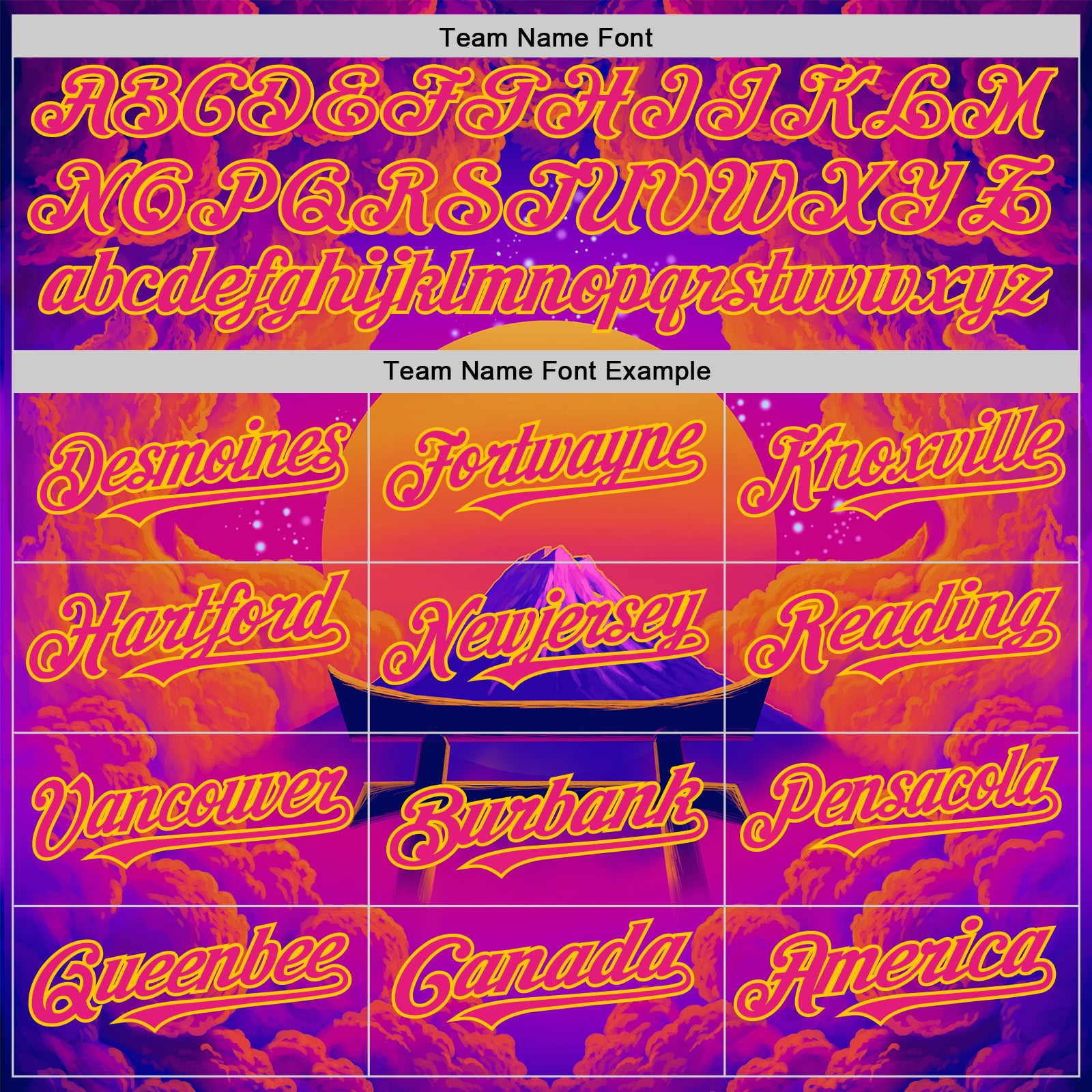 Custom Purple Deep Pink Orange-Yellow 3D Syntetyc Tori And Geisha Authentic Baseball Jersey