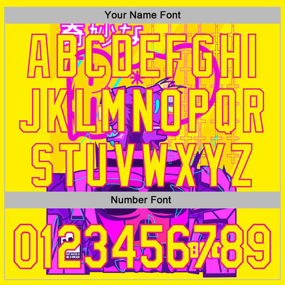 Custom Stitched Light Yellow Hot Pink 3D Vaunsart Radio Active Sports Pullover Sweatshirt Hoodie