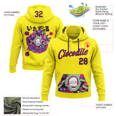 Custom Stitched Light Yellow Black-Hot Pink 3D Vaunsart Randomize Sports Pullover Sweatshirt Hoodie