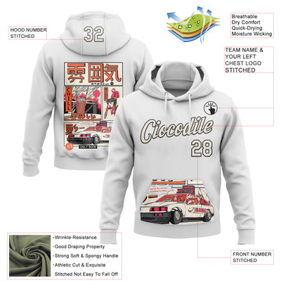 Custom Stitched White Cream-Black 3D Vaunsart The Vibes Sports Pullover Sweatshirt Hoodie