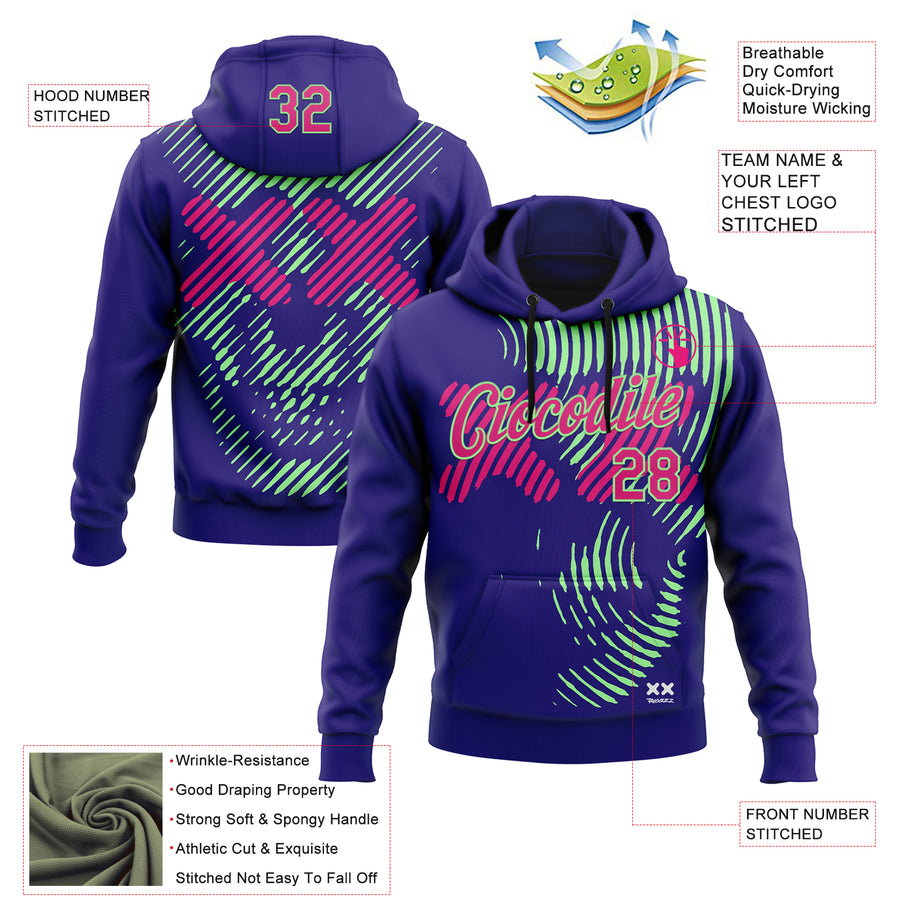 Custom Stitched Dark Purple Hot Pink-Pea Green 3D Revzzz Purple Death Skull Sports Pullover Sweatshirt Hoodie