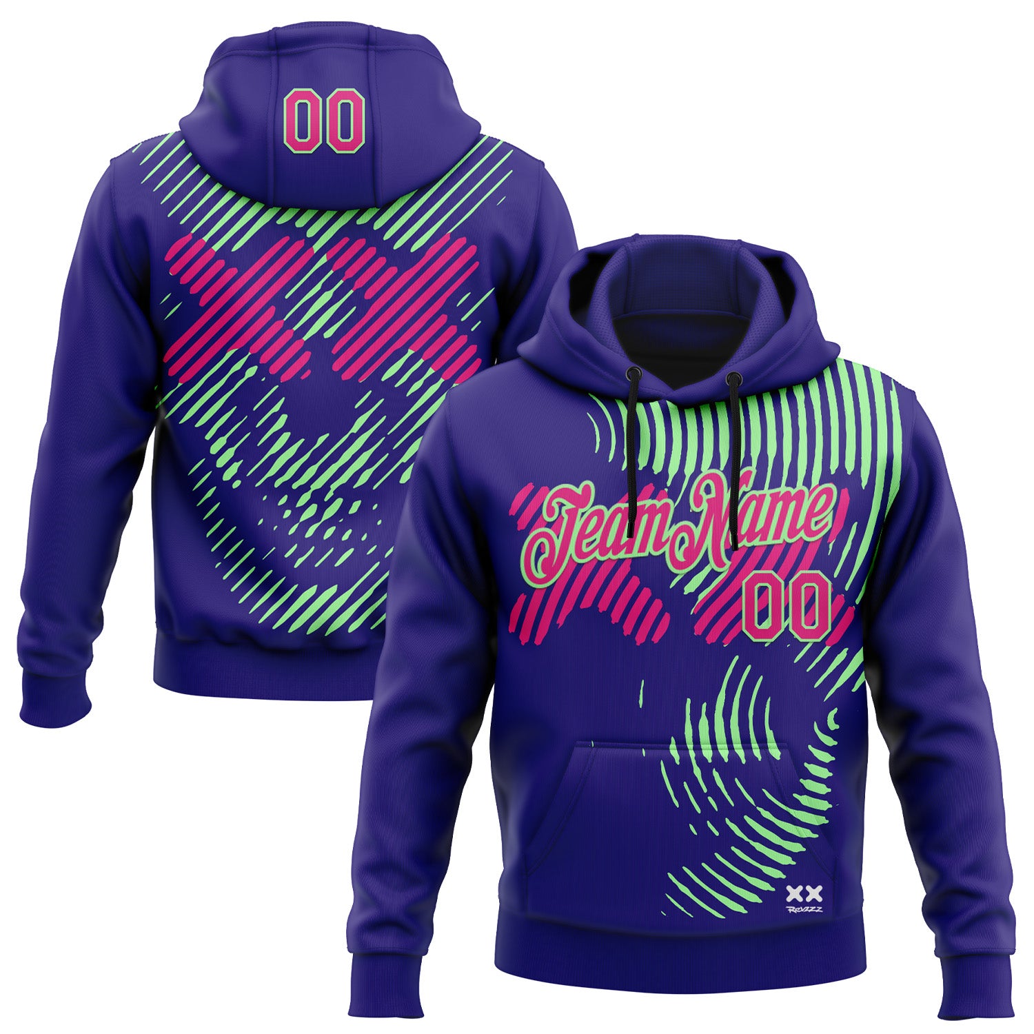 Custom Stitched Dark Purple Hot Pink-Pea Green 3D Revzzz Purple Death Skull Sports Pullover Sweatshirt Hoodie