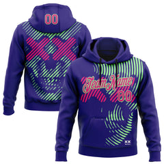 Custom Stitched Dark Purple Hot Pink-Pea Green 3D Revzzz Purple Death Skull Sports Pullover Sweatshirt Hoodie