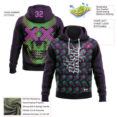 Custom Stitched Purple Pink-Thunder Blue 3D Revzzz Pretty And Dead Skull Sports Pullover Sweatshirt Hoodie