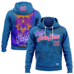 Custom Stitched Blue Hot Pink-White 3D Revzzz Dead Inside Skull Sports Pullover Sweatshirt Hoodie