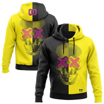 Custom Stitched Light Yellow Deep Pink-Black 3D Revzzz Under XX Construction Skull Sports Pullover Sweatshirt Hoodie