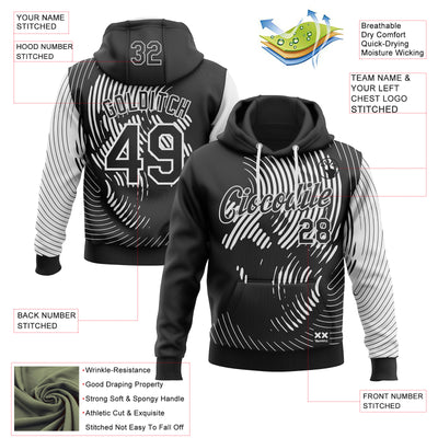Custom Stitched Black White 3D Revzzz Balanced Death Skull Sports Pullover Sweatshirt Hoodie