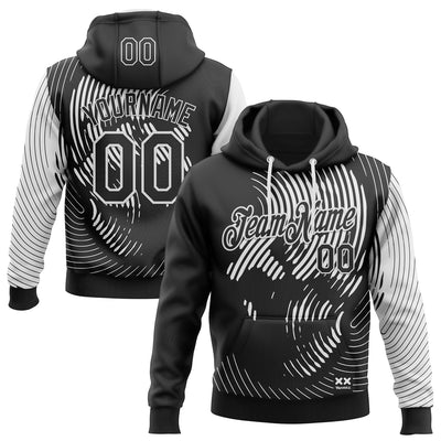 Custom Stitched Black White 3D Revzzz Balanced Death Skull Sports Pullover Sweatshirt Hoodie