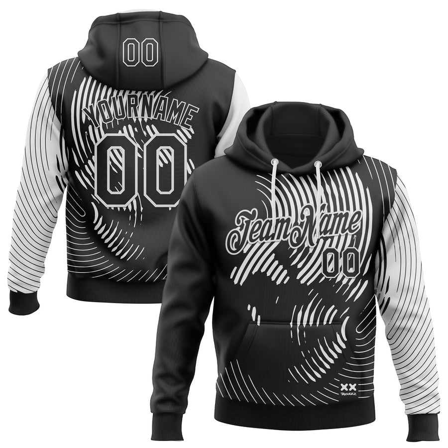 Custom Stitched Black White 3D Revzzz Balanced Death Skull Sports Pullover Sweatshirt Hoodie