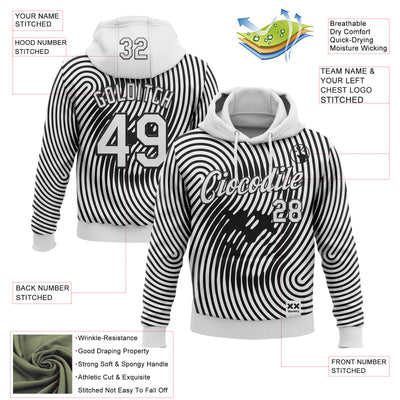 Custom Stitched White Black 3D Revzzz Halftone Death Skull Sports Pullover Sweatshirt Hoodie