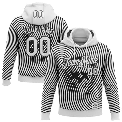 Custom Stitched White Black 3D Revzzz Halftone Death Skull Sports Pullover Sweatshirt Hoodie