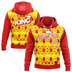 Custom Stitched Red White 3D Revzzz Tha King Skull Sports Pullover Sweatshirt Hoodie