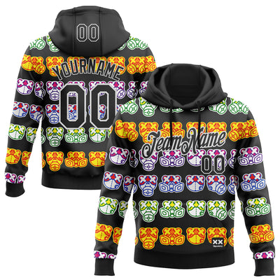 Custom Stitched Black White 3D Revzzz All Masked Sports Pullover Sweatshirt Hoodie