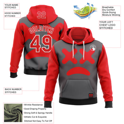 Custom Stitched Steel Gray Fire Red-White 3D Revzzz No In Red Sports Pullover Sweatshirt Hoodie