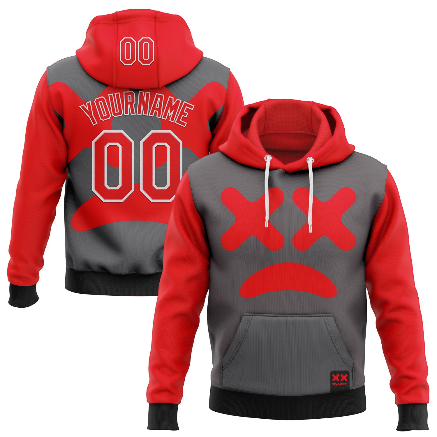 Custom Stitched Steel Gray Fire Red-White 3D Revzzz No In Red Sports Pullover Sweatshirt Hoodie