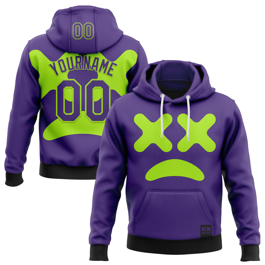 Custom Stitched Purple Neon Green 3D Revzzz No In Green Sports Pullover Sweatshirt Hoodie