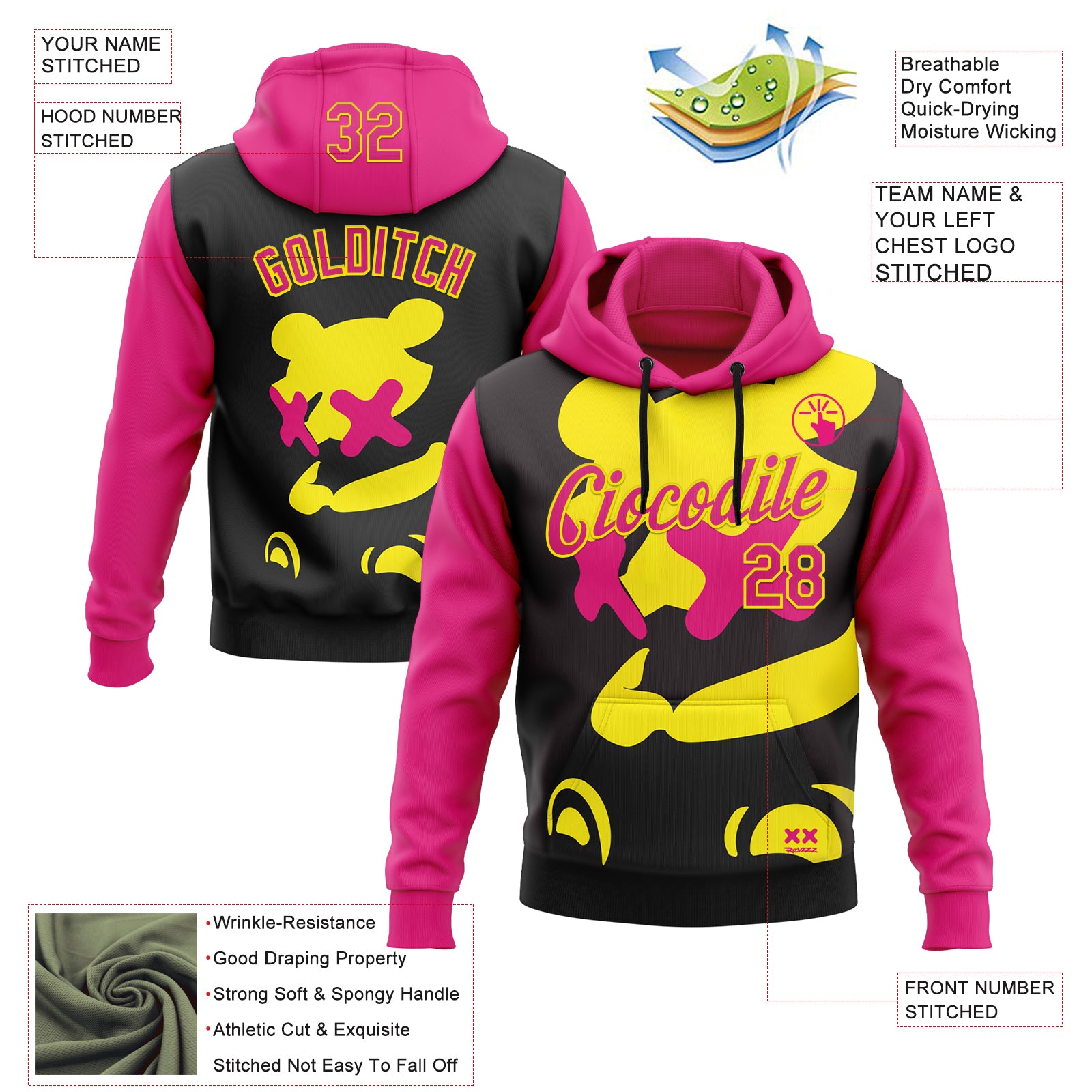 Custom Stitched Black Hot Pink-Light Yellow 3D Revzzz Home Alone Sports Pullover Sweatshirt Hoodie