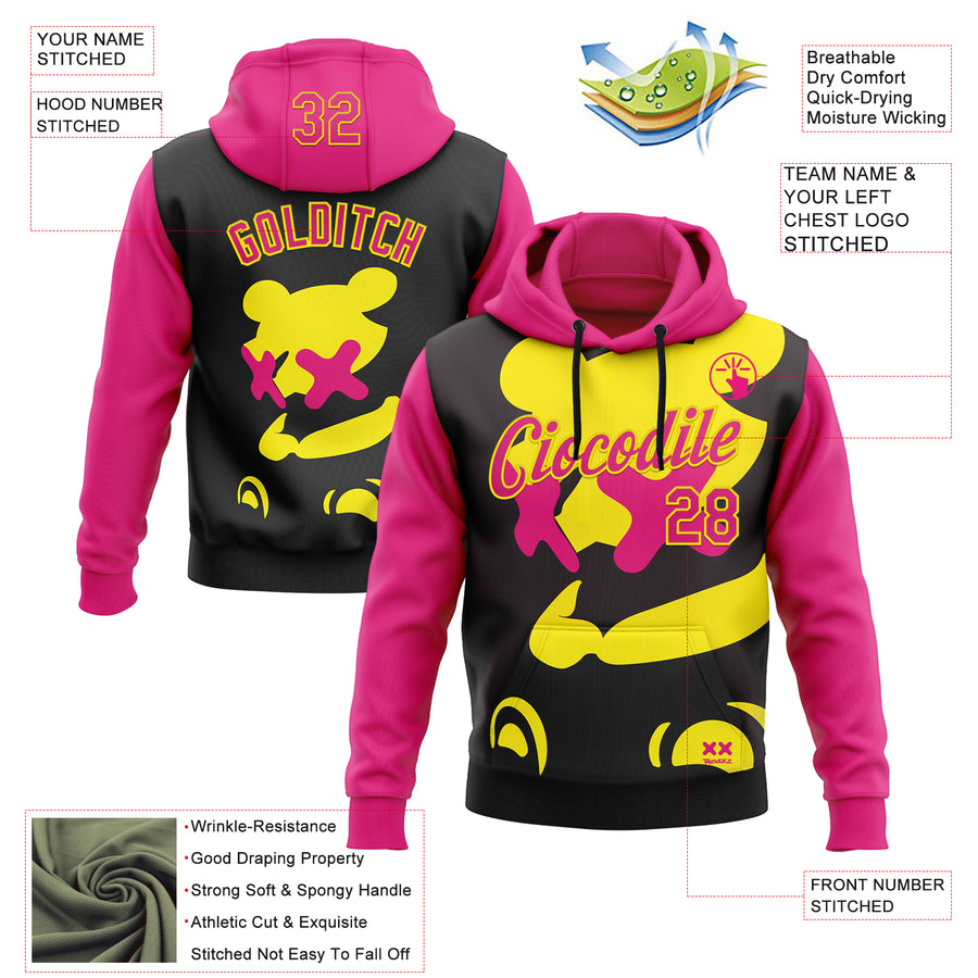 Custom Stitched Black Hot Pink-Light Yellow 3D Revzzz Home Alone Sports Pullover Sweatshirt Hoodie