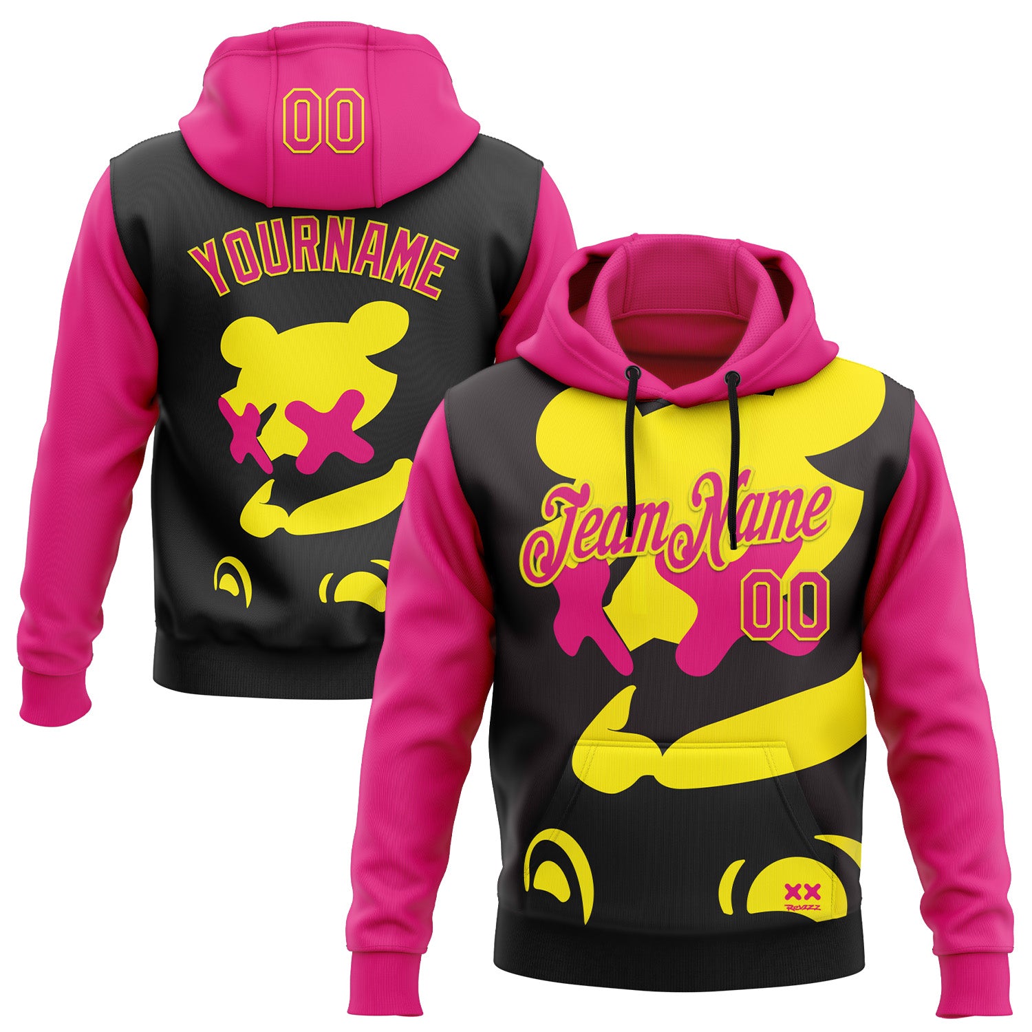 Custom Stitched Black Hot Pink-Light Yellow 3D Revzzz Home Alone Sports Pullover Sweatshirt Hoodie