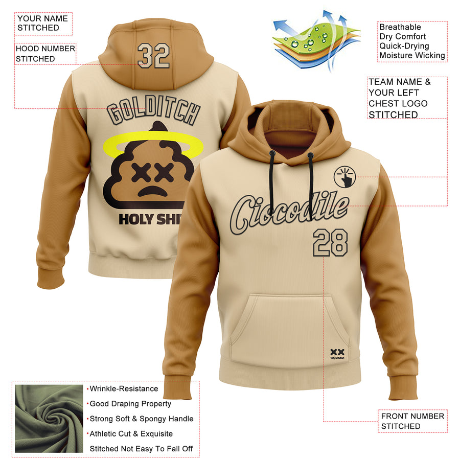 Custom Stitched City Cream Brown-Black 3D Revzzz Holyshit Sports Pullover Sweatshirt Hoodie