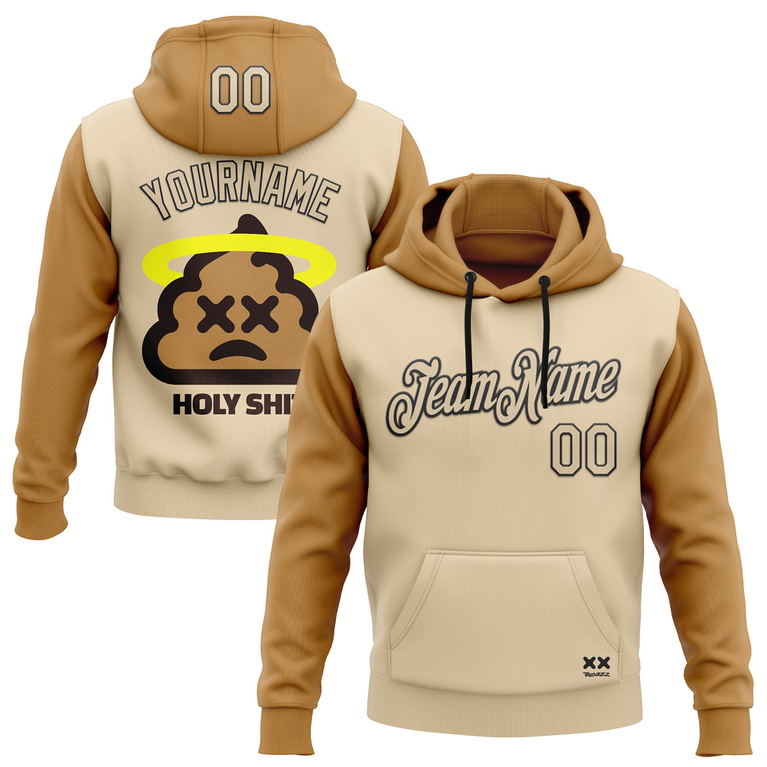Custom Stitched City Cream Brown-Black 3D Revzzz Holyshit Sports Pullover Sweatshirt Hoodie