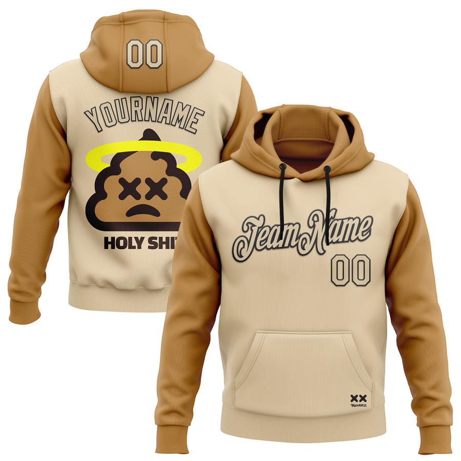 Custom Stitched City Cream Brown-Black 3D Revzzz Holyshit Sports Pullover Sweatshirt Hoodie