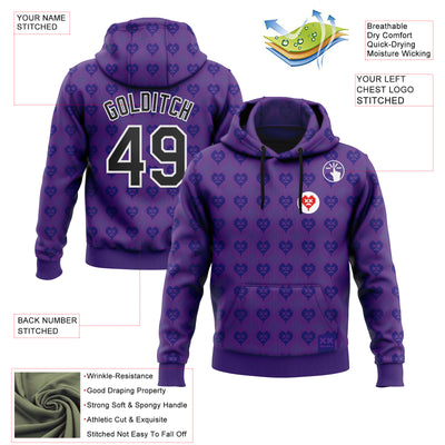 Custom Stitched Purple Black-White 3D Revzzz Purple Love Sports Pullover Sweatshirt Hoodie