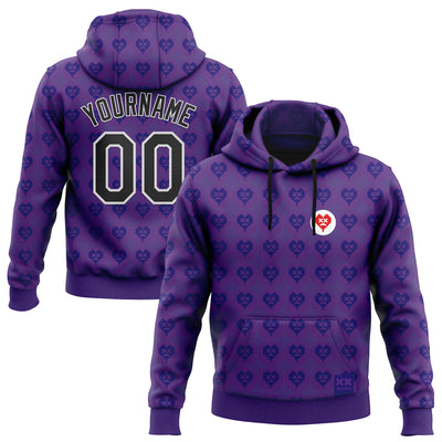 Custom Stitched Purple Black-White 3D Revzzz Purple Love Sports Pullover Sweatshirt Hoodie
