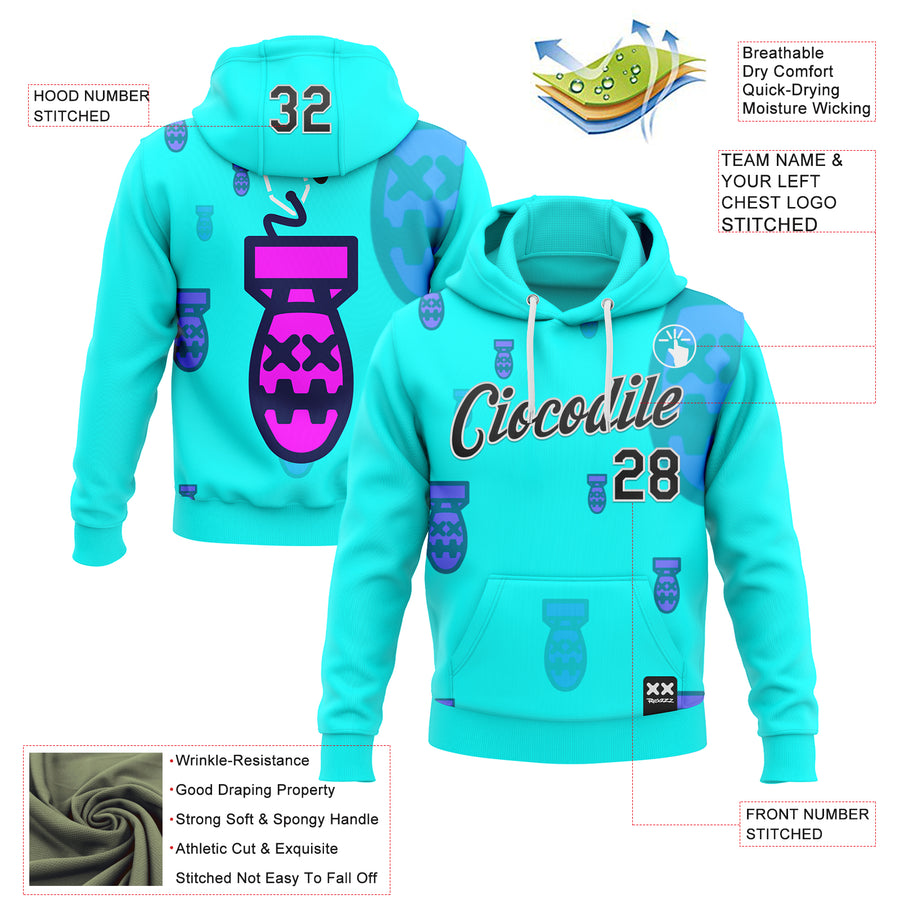 Custom Stitched Blue Black-White 3D Revzzz Price Tag Sports Pullover Sweatshirt Hoodie