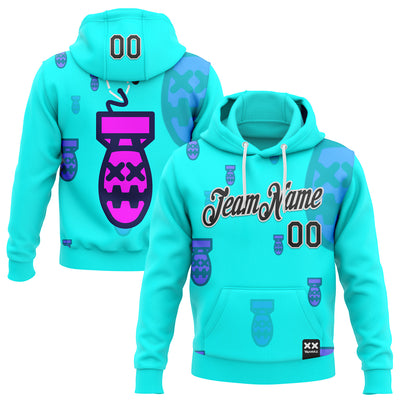 Custom Stitched Blue Black-White 3D Revzzz Price Tag Sports Pullover Sweatshirt Hoodie