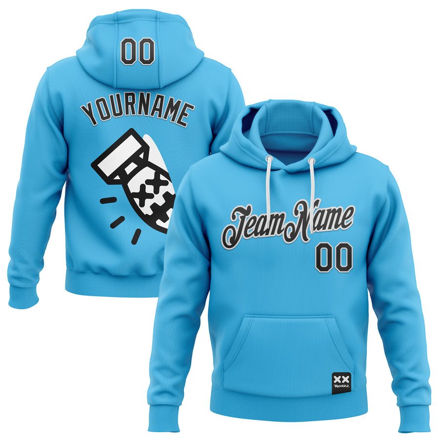Custom Stitched Sky Blue Black-White 3D Revzzz Fat Boy Sports Pullover Sweatshirt Hoodie